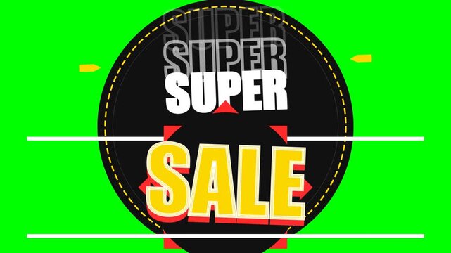 Dynamic Super Sale Badge Animation on Green Screen for Promotional Videos and E-commerce Marketing Campaigns Engaging Discount Offer Display Today