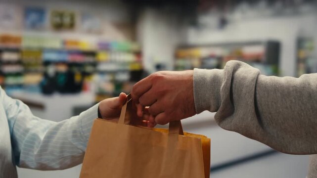 Woman Paying Bill With Watch Using Wireless Pos Terminal in shop store supermarket, Waiter Processing Payment, scan qr code with discounts, card banking. 