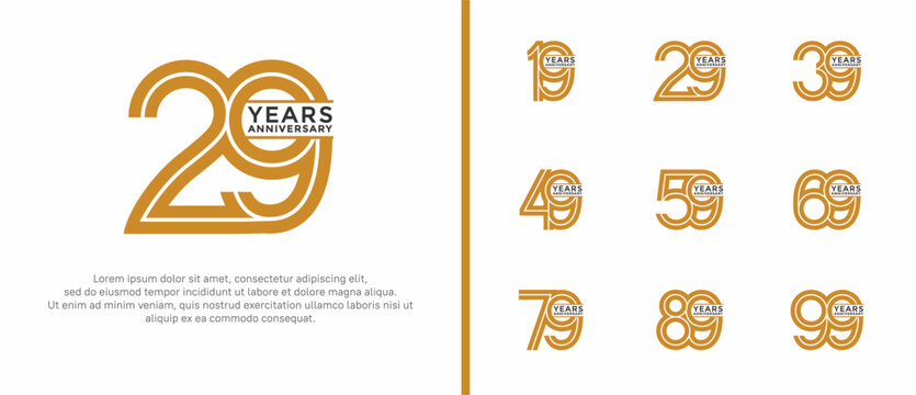 anniversary vector logo set, brown color can be use for celebration