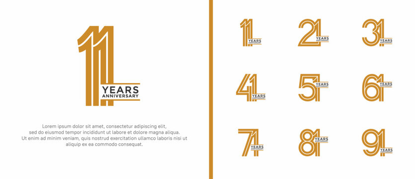 anniversary vector logo set, brown color can be use for celebration