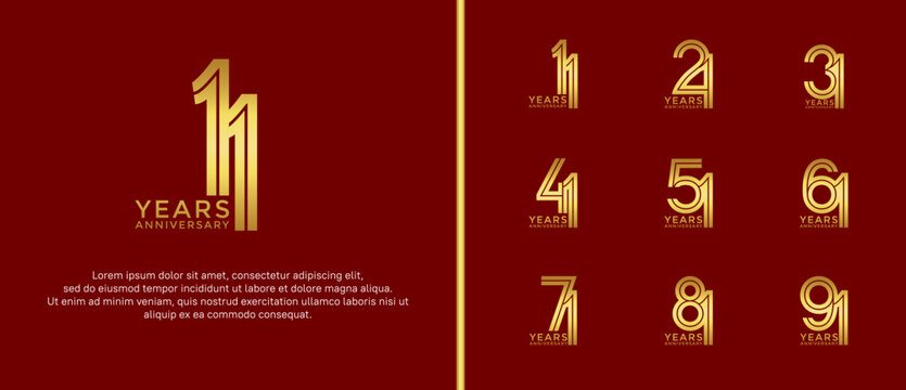 anniversary vector logo set, gold color can be use for celebration
