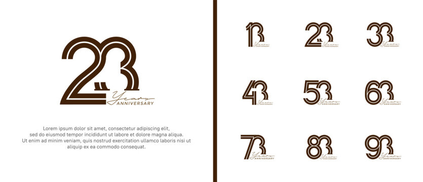 anniversary vector logo set, black color with handwriting can be use for celebration