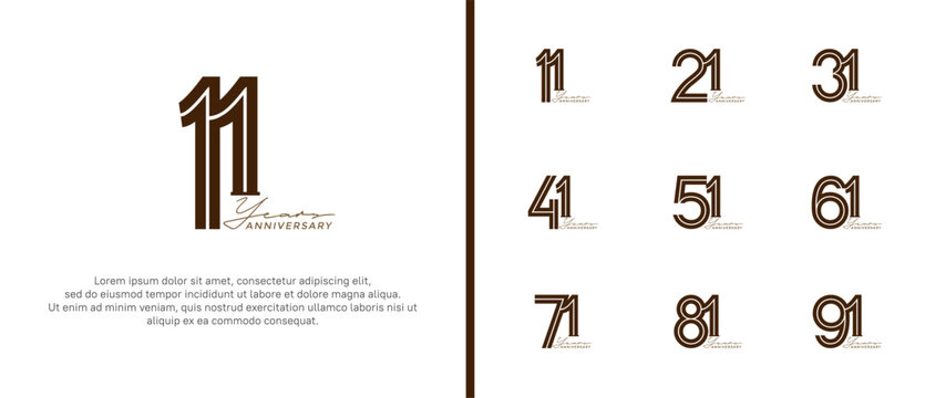 anniversary vector logo set, black color with handwriting can be use for celebration