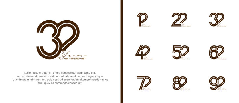 anniversary vector logo set, black color with handwriting can be use for celebration
