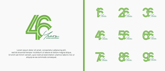 Fototapeta premium anniversary vector logo set, green color and handwriting can be use for celebration