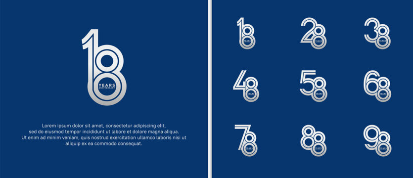 anniversary vector logo set, silver color can be use for celebration