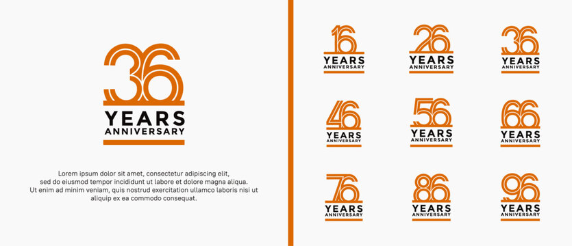 anniversary vector logo set, brown and black color can be use for celebration