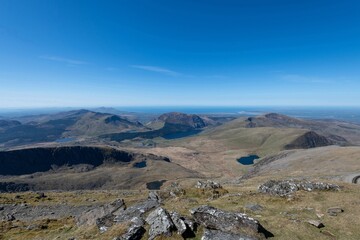 Landscape photo of the view from mount Snowdon