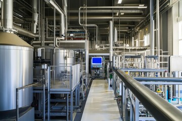Fototapeta premium Robotic waste to energy plant processes food waste to create biogas and reduce environmental harm in modern facility