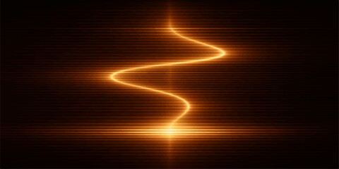 Abstract background vector with glowing golden lines and fire flames creates a bright motion energy design featuring red sun explosions and shining wave textures in a magic space illustration © Md