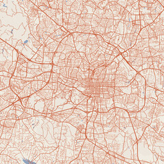 Fototapeta premium Raleigh City Map Sophisticated Geometric Urban Topography Featuring Meticulous Linework and Balanced Composition in a Timeless Minimalist Terracotta Earth Blueprint Aesthetic for Modern Study.