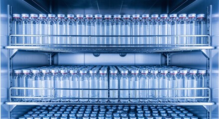 Obraz premium Rows of test tubes in laboratory storage.