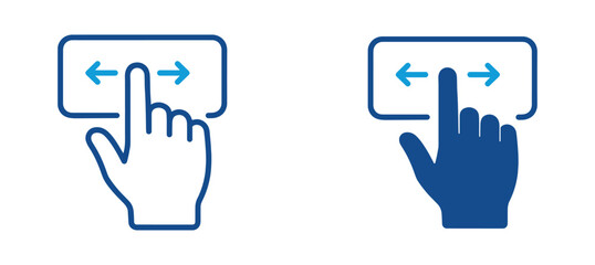 Horizontal swipe gesture icon set. Hand performing left and right swipe on screen, touchscreen navigation and mobile interaction concept. Vector illustration. © Habiba Anika