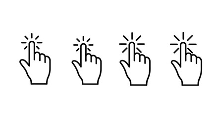 Fototapeta premium a collection of hand click icons for digital interaction symbolizing selection tap action and user interface design elements