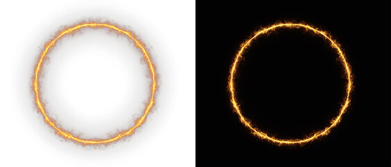 Burning fire circle flame ring with orange glowing energy and magic heat sparks for fantasy game vfx and cinematic portal design  © theladydarina