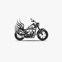 Obraz premium Black motorcycle with flames vector illustration on isolated white background