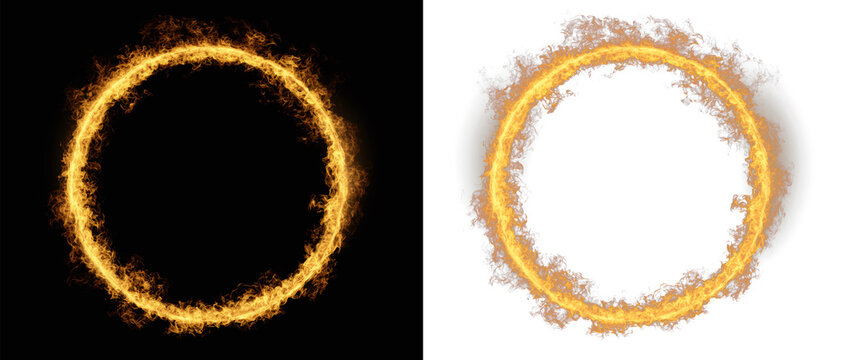 Fire circle ring burning magic flame portal and orange glowing halo for fantasy game vfx and cinematic heat effects overlay fire png