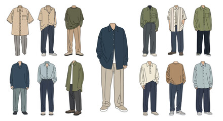 Variety of mens casual clothing styles. © Janda