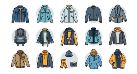 Variety of colorful hooded jackets. © Janda