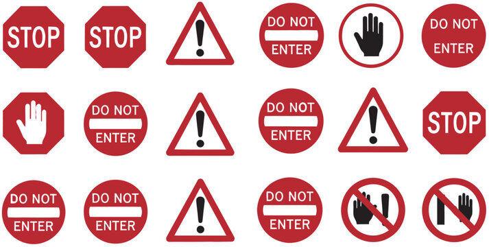 Collection of road warning and prohibition signs