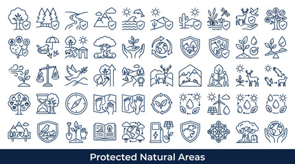 Protected ecosystem symbols and environmental preservation elements associated with safeguarding wildlife habitats and natural