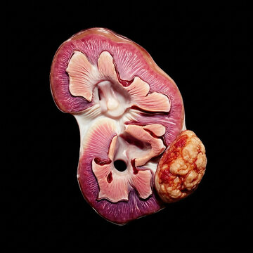 Macro photography of a human kidney with Clear Cell Renal Cell Carcinoma