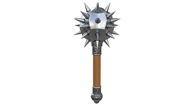 Spiked medieval mace weapon - realistic 3D render with historical weapon with iron mace with 3D render