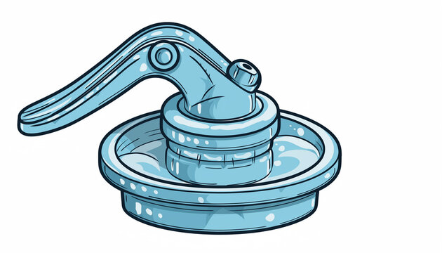Blue metal bottle cap spout close up illustration.