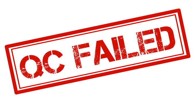 QC Failed Stamp Red Grunge, Quality Control Rejected Rubber Stamp Label