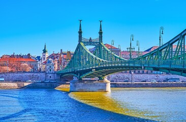 Obraz premium Ornate Liberty Bridge on Danube River in Budapest, Hungary