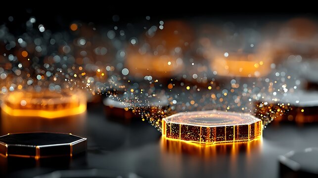 Dynamic abstract cybersecurity background with layered digital shields and data streams images