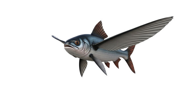 Flying Fish Gliding with Extended Wing-like Fins