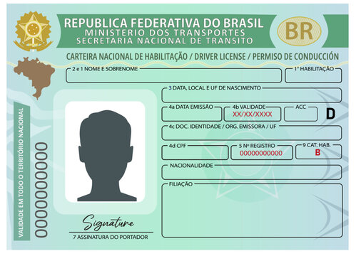 Brazil driver license vector illustration isolated on white background. Person driver license.