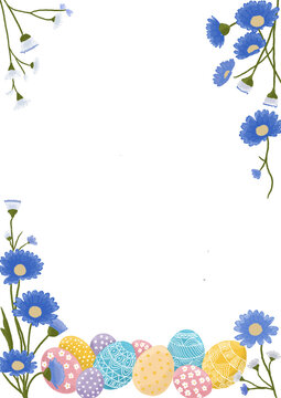 frame of easter egg and flowers