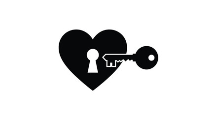 A black heart with a key and lock minimalist silhouette