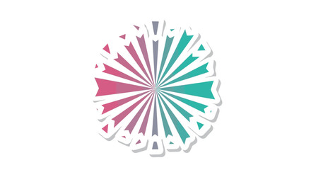 Obraz premium Modern abstract starburst graphic featuring a dynamic pink and teal gradient, radiating lines, and a clean white border, ideal for festive and design projects.