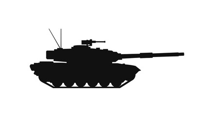 Black silhouette of a modern main battle tank side view silhouette © MDJAMAL