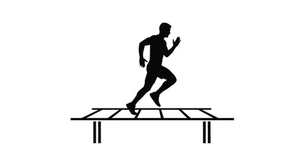 Naklejka premium A runner leaps over hurdles in a dynamic stark silhouette