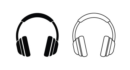 Obraz premium Two contrasting headphone designs presented in a graphic silhouette