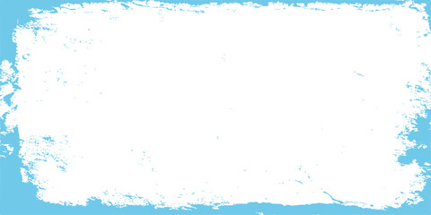 Obraz premium White distressed grunge paint stroke texture on light blue background with rough edges for vintage graphic design