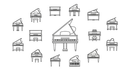 Pianos in Various Sizes and Styles. © gabriel