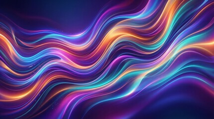 Obraz premium Vibrant wavy lines in shades of purple blue orange and pink create a mesmerizing abstract pattern on a dark background with glowing neon colors and a sense of movement and energy