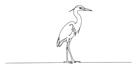 Fototapeta premium heron line drawing in minimalist style