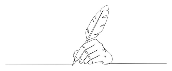 hand writing with feather quill line art © Wieslaw