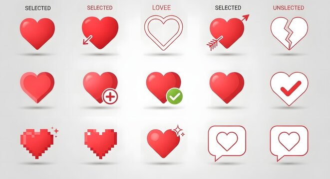 Various Red Heart and Symbols heart red hearts love symbols 2