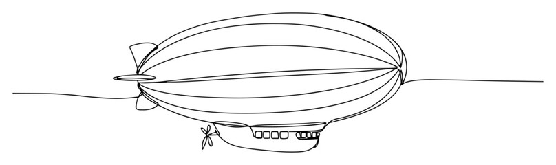 airship zeppelin line art vector illustration © Wieslaw