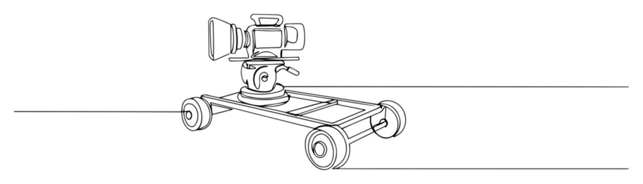 cinematic camera dolly in outline vector style