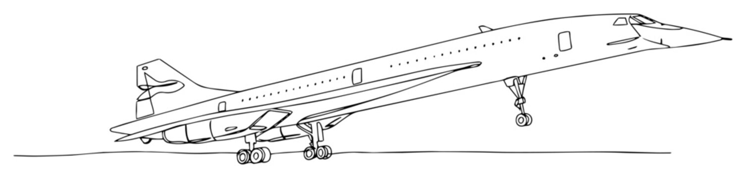 supersonic airplane concorde line drawing
