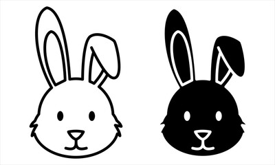 Obraz premium Cute bunny rabbit head icons in black and white for Easter