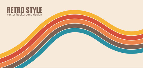 Retro Style Wavy Stripes Background Design with Vintage Color Palette vector illustration